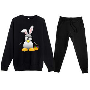 Easter Bunny Penguin Easter For,, Women Premium Crewneck Sweatsuit Set