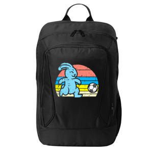 Easter Bunny Playing Soccer Retro Football City Backpack