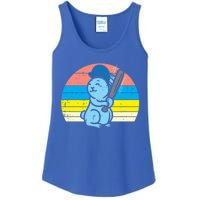 Easter Bunny Playing Baseball Retro Sports Gift Ladies Essential Tank