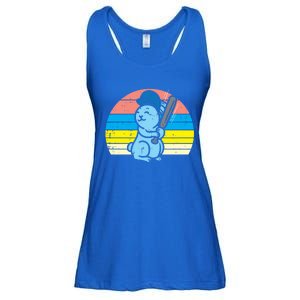 Easter Bunny Playing Baseball Retro Sports Gift Ladies Essential Flowy Tank