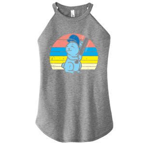 Easter Bunny Playing Baseball Retro Sports Gift Women's Perfect Tri Rocker Tank