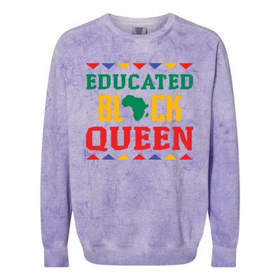 Educated Black Queen Dashiki Wauconda Funny Gift Pride Gift Colorblast Crewneck Sweatshirt