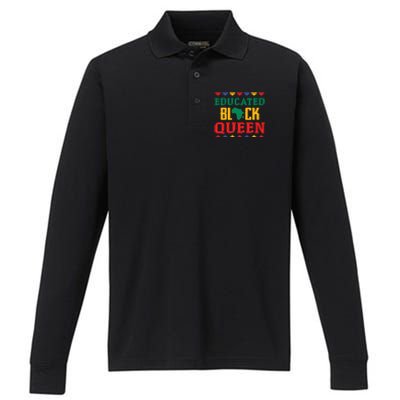 Educated Black Queen Dashiki Wauconda Funny Gift Pride Gift Performance Long Sleeve Polo