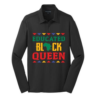 Educated Black Queen Dashiki Wauconda Funny Gift Pride Gift Silk Touch Performance Long Sleeve Polo