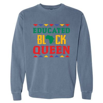 Educated Black Queen Dashiki Wauconda Funny Gift Pride Gift Garment-Dyed Sweatshirt