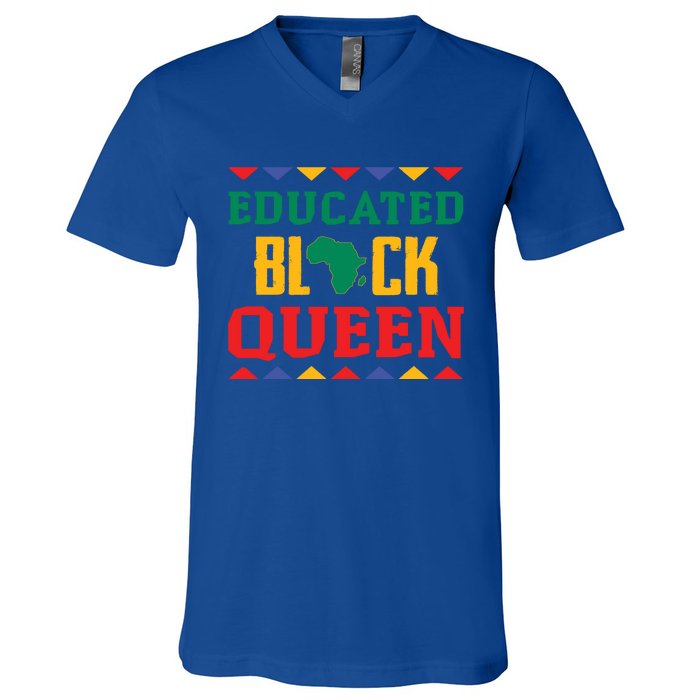 Educated Black Queen Dashiki Wauconda Funny Gift Pride Gift V-Neck T-Shirt