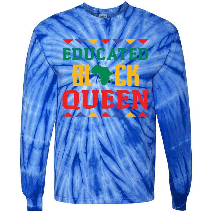 Educated Black Queen Dashiki Wauconda Funny Gift Pride Gift Tie-Dye Long Sleeve Shirt