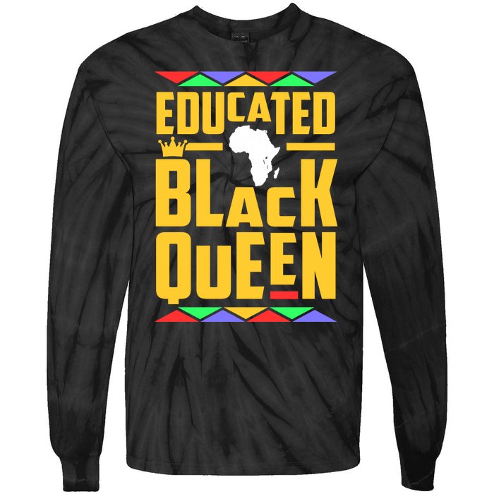 Educated Black Queen History Month African Woman Tie-Dye Long Sleeve Shirt