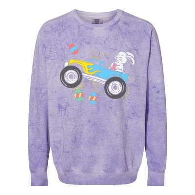 Easter Bunny Riding Monster Truck Cute Boy Colorblast Crewneck Sweatshirt