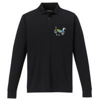 Easter Bunny Riding Monster Truck Cute Boy Performance Long Sleeve Polo