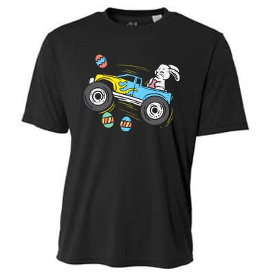 Easter Bunny Riding Monster Truck Cute Boy Cooling Performance Crew T-Shirt