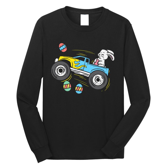 Easter Bunny Riding Monster Truck Cute Boy Long Sleeve Shirt