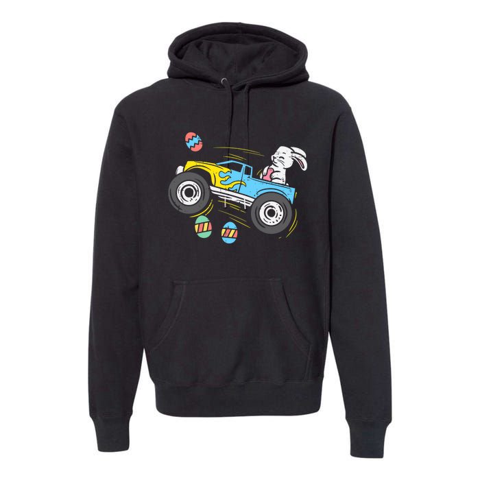 Easter Bunny Riding Monster Truck Cute Boy Premium Hoodie