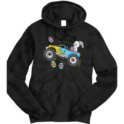 Easter Bunny Riding Monster Truck Cute Boy Tie Dye Hoodie