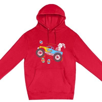 Easter Bunny Riding Monster Truck Cute Boy Premium Pullover Hoodie