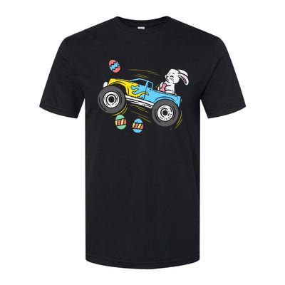 Easter Bunny Riding Monster Truck Cute Boy Softstyle CVC T-Shirt