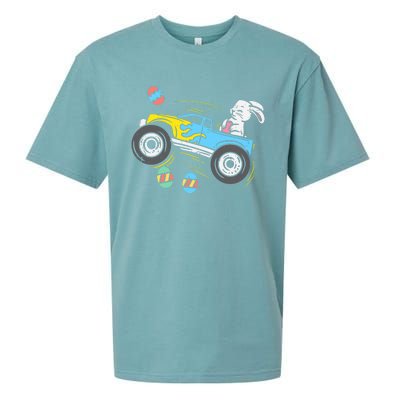 Easter Bunny Riding Monster Truck Cute Boy Sueded Cloud Jersey T-Shirt