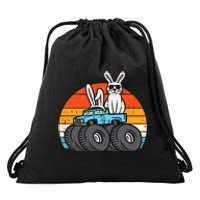 Easter Bunny Rabbit Monster Trucks Retro Boy Drawstring Bag