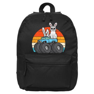 Easter Bunny Rabbit Monster Trucks Retro Boy 16 in Basic Backpack