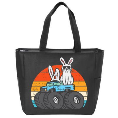 Easter Bunny Rabbit Monster Trucks Retro Boy Zip Tote Bag