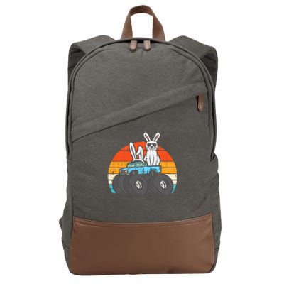 Easter Bunny Rabbit Monster Trucks Retro Boy Cotton Canvas Backpack