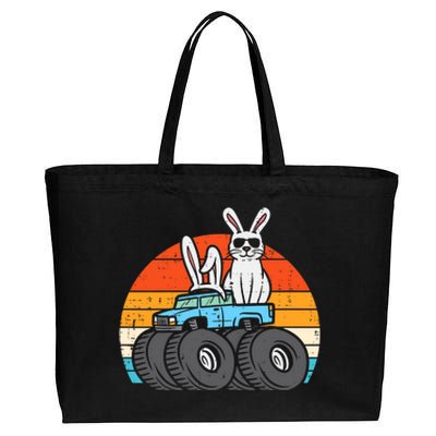 Easter Bunny Rabbit Monster Trucks Retro Boy Cotton Canvas Jumbo Tote