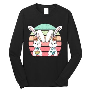 Easter Bunny Retro Cute Rabbit Egg Hunting Long Sleeve Shirt