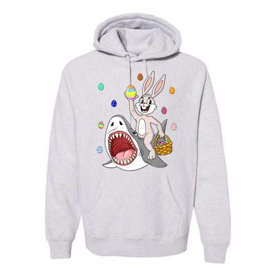 Easter Bunny Riding Shark Funny Eggs Basket Boy Girl Premium Hoodie