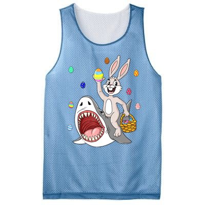 Easter Bunny Riding Shark Funny Eggs Basket Boy Girl Mesh Reversible Basketball Jersey Tank