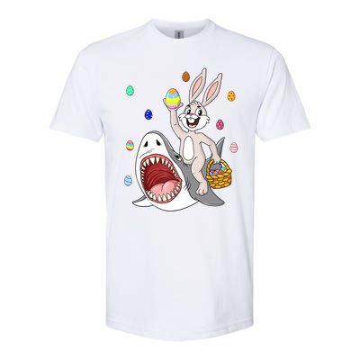 Easter Bunny Riding Shark Funny Eggs Basket Boy Girl Softstyle® CVC T-Shirt