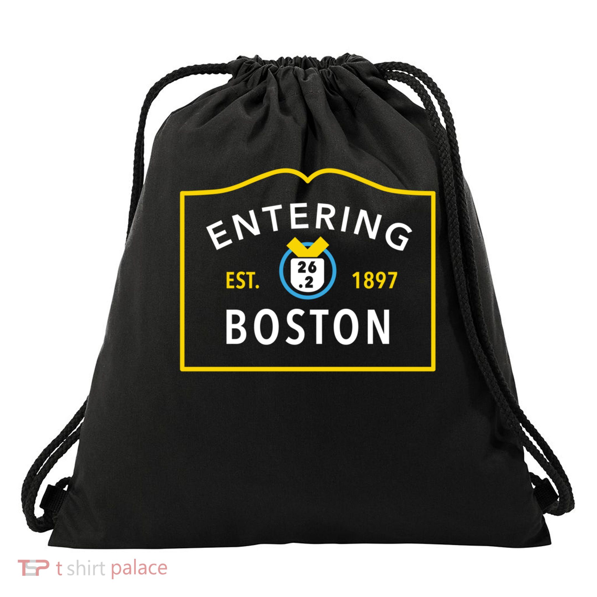 Entering Boston Route Of Marathon Sign Great Gift Drawstring Bag