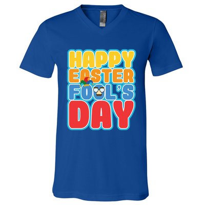 Easter Bunny Rabbit Eggs April 1 Fools Day Gift V-Neck T-Shirt