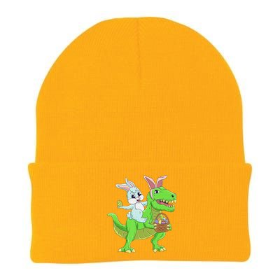 Easter Bunny Riding Dinosaur T Rex Easter Knit Cap Winter Beanie