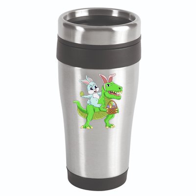 Easter Bunny Riding Dinosaur T Rex Easter 16oz Travel Tumbler