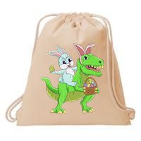 Easter Bunny Riding Dinosaur T Rex Easter Drawstring Bag