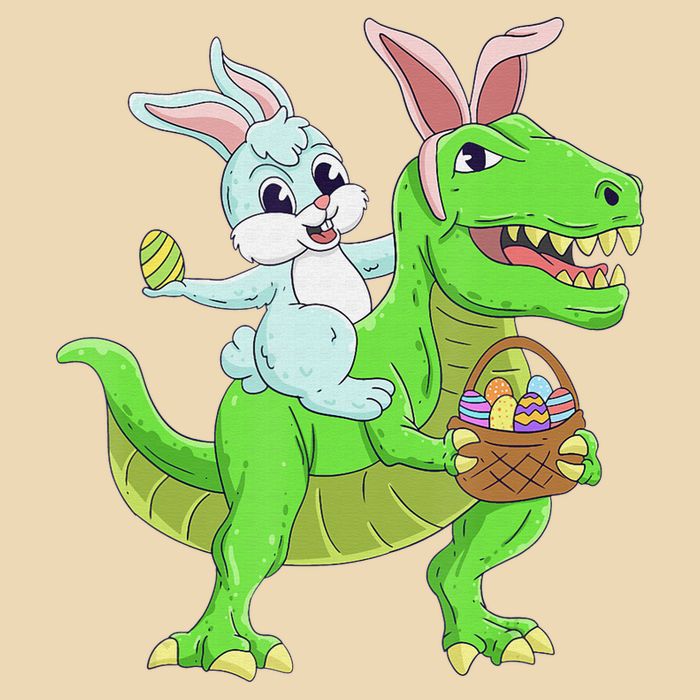 Easter Bunny Riding Dinosaur T Rex Easter Drawstring Bag