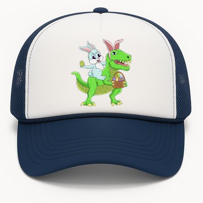 Easter Bunny Riding Dinosaur T Rex Easter Trucker Hat