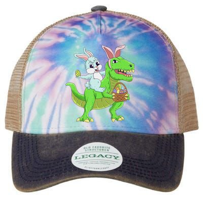 Easter Bunny Riding Dinosaur T Rex Easter Legacy Tie Dye Trucker Hat