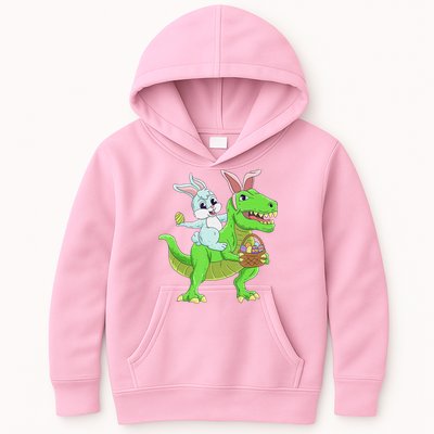 Easter Bunny Riding Dinosaur T Rex Easter Kids Hoodie