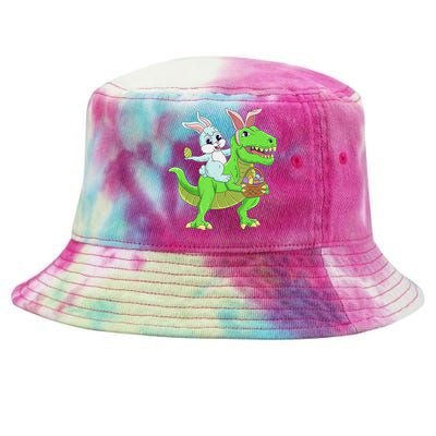 Easter Bunny Riding Dinosaur T Rex Easter Tie-Dyed Bucket Hat