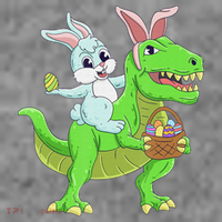 Easter Bunny Riding Dinosaur T Rex Easter 7-Panel Snapback Hat