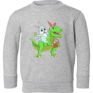 Easter Bunny Riding Dinosaur T Rex Easter Toddler Sweatshirt