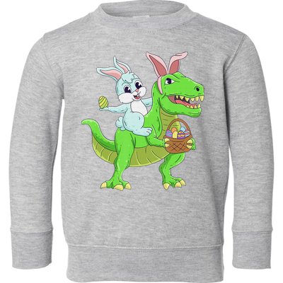 Easter Bunny Riding Dinosaur T Rex Easter Toddler Sweatshirt
