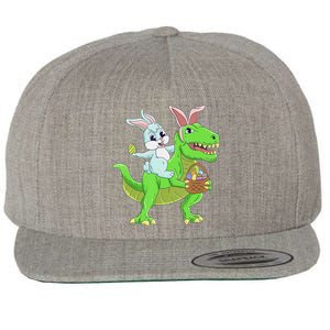 Easter Bunny Riding Dinosaur T Rex Easter Wool Snapback Cap