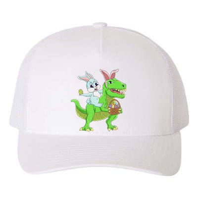 Easter Bunny Riding Dinosaur T Rex Easter Yupoong Adult 5-Panel Trucker Hat