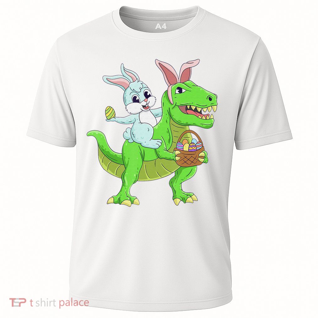Easter Bunny Riding Dinosaur T Rex Easter Performance Shirt