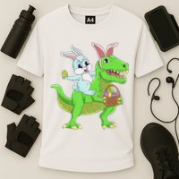 Easter Bunny Riding Dinosaur T Rex Easter Performance Shirt
