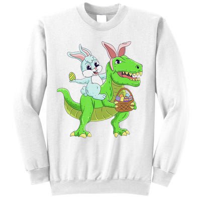 Easter Bunny Riding Dinosaur T Rex Easter Sweatshirt