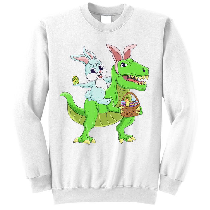 Easter Bunny Riding Dinosaur T Rex Easter Sweatshirt