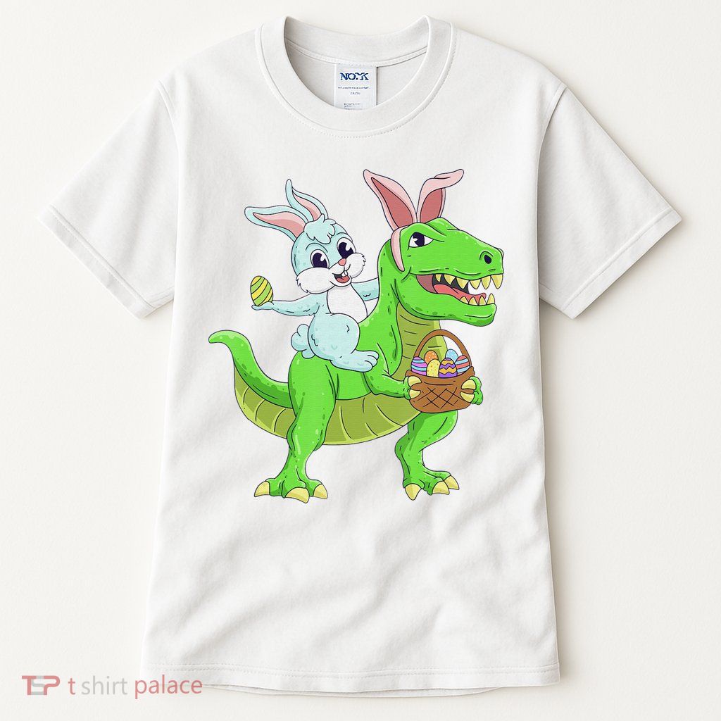 Easter Bunny Riding Dinosaur T Rex Easter Tall T-Shirt
